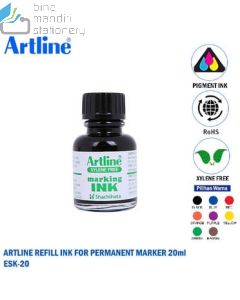 Brosur gambar alat tulis kantor Tinta Isi Ulang Permanen Artline ESK-20 Refill INK Permanent marker 20 ml