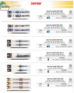 Jual Isi Pena Joyko Gel Pen Refill GPR-263 (Black,Blue) terlengkap di toko alat tulis