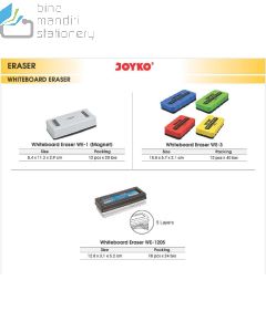 Contoh Penghapus Papan Tulis Joyko White Board Eraser WE-1205 (5 Lapis) merek Joyko