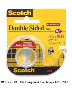 Katalog 3M Scotch harga murah & terjangkau, Image ATK Sekolah SIPLAH 3M Scotch CAT 136 Transparent Doubletape 1/2 inch x 250 inch harga normal 20000 di Distributor ATK Bina Mandiri Stationery